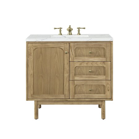 James Martin Vanities Laurent 36in Single Vanity, Light Natural Oak w/ 3 CM Ethereal Noctis Top 545-V36-LNO-3ENC